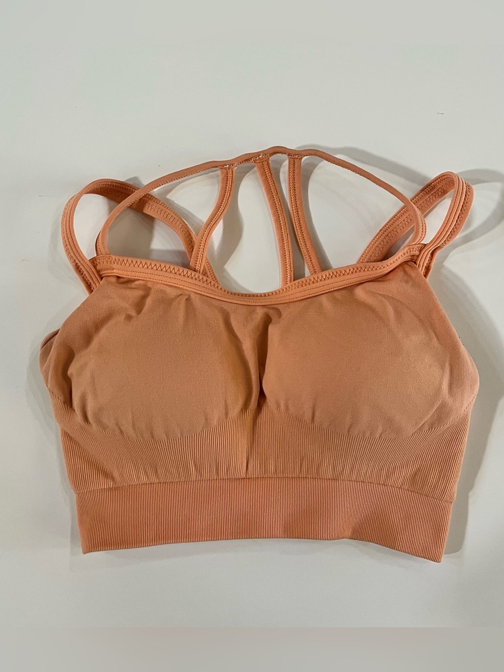 CALIA by Carrie Underwood Peach Strappy Padded Sports Bralette, size small